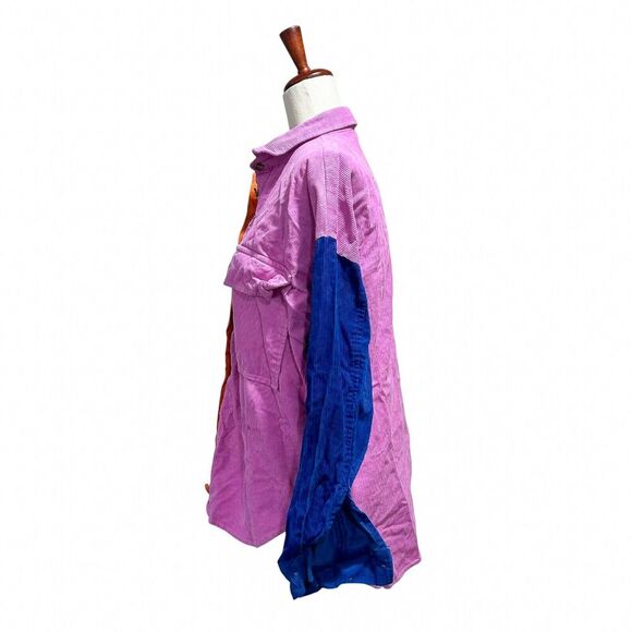 Vici XS Extra Small Women's Color-block Corduroy Shacket‎ Multicolor Shirt Boho - Picture 9 of 10